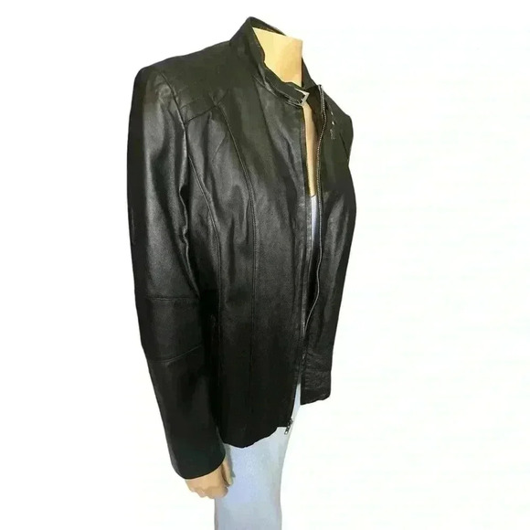 Decoded women’s black biker leather jacket size XL - Picture 3 of 10